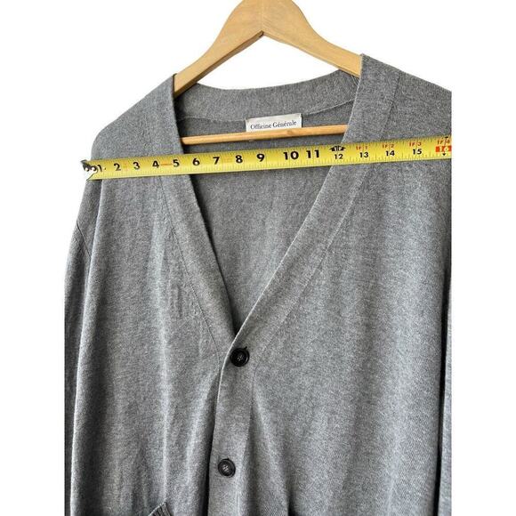 Officine Generale Sweater Men’s Grey Cardigan Italian Yarn Large - Picture 8 of 8